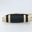 BVLGARI Shoulder Bag Canvas Leather Black Ivory Silver Auth 174478-5