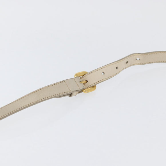 PRADA Shoulder Bag Canvas Leather Beige Gold Auth 174479