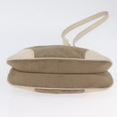 PRADA Shoulder Bag Canvas Leather Beige Gold Auth 174479-6