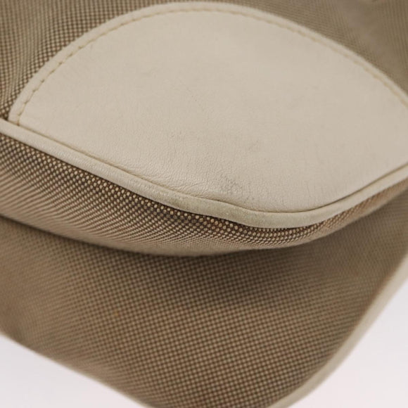 PRADA Shoulder Bag Canvas Leather Beige Gold Auth 174479