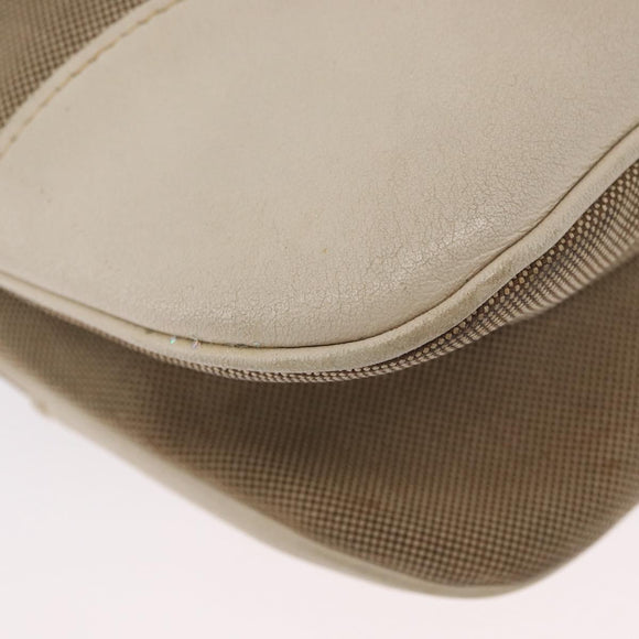 PRADA Shoulder Bag Canvas Leather Beige Gold Auth 174479