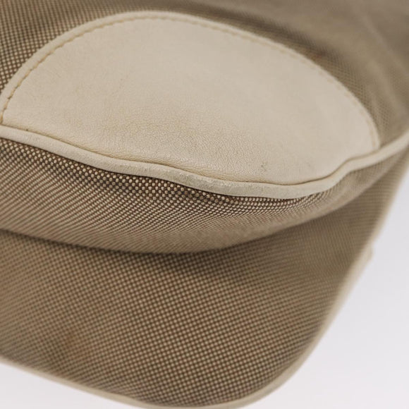 PRADA Shoulder Bag Canvas Leather Beige Gold Auth 174479