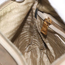 PRADA Shoulder Bag Canvas Leather Beige Gold Auth 174479-22