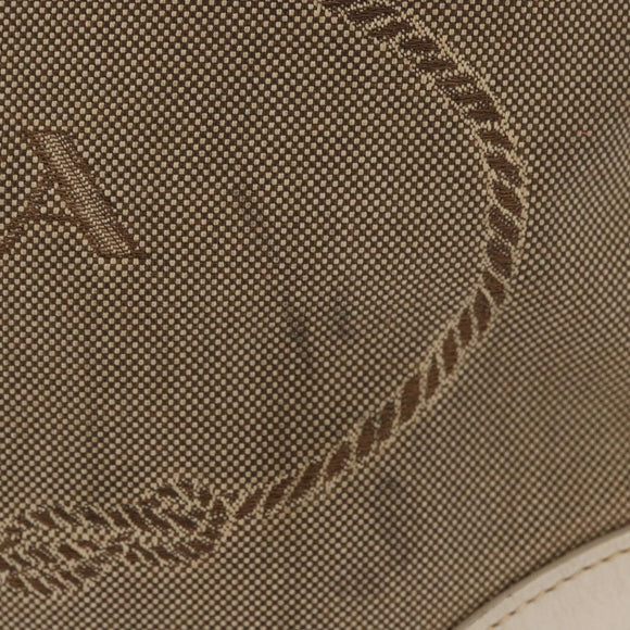 PRADA Shoulder Bag Canvas Leather Beige Gold Auth 174479