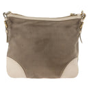 PRADA Shoulder Bag Canvas Leather Beige Gold Auth 174479-3