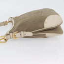 PRADA Shoulder Bag Canvas Leather Beige Gold Auth 174479-5