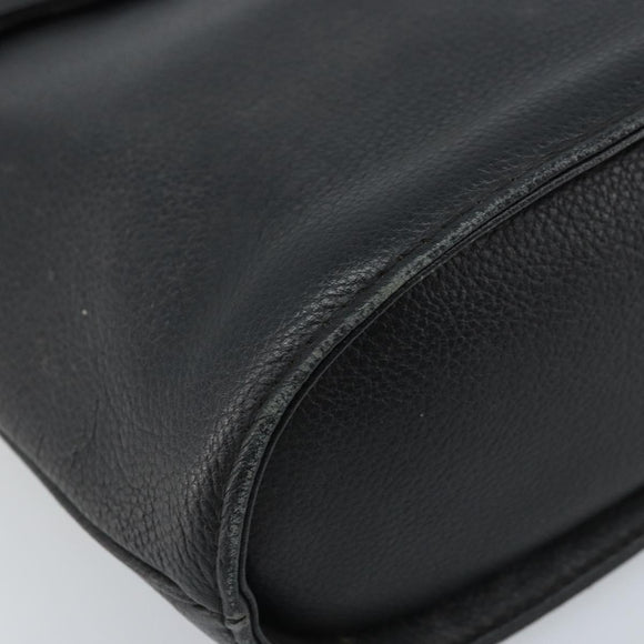 SAINT LAURENT Hand Bag Leather Black Gold Auth 174481