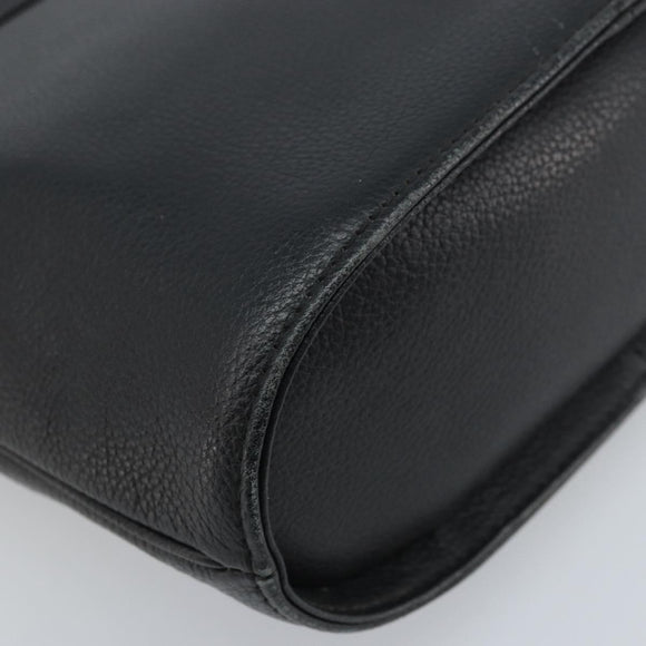 SAINT LAURENT Hand Bag Leather Black Gold Auth 174481