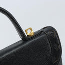 SAINT LAURENT Hand Bag Leather Black Gold Auth 174481-14