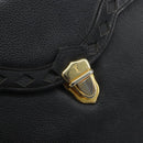 SAINT LAURENT Hand Bag Leather Black Gold Auth 174481-15