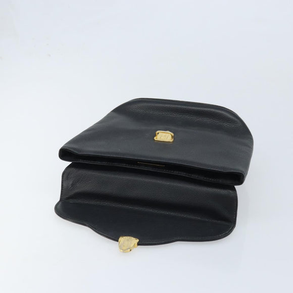 SAINT LAURENT Hand Bag Leather Black Gold Auth 174481