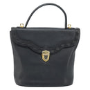 SAINT LAURENT Hand Bag Leather Black Gold Auth 174481-2