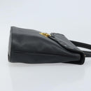 SAINT LAURENT Hand Bag Leather Black Gold Auth 174481-4