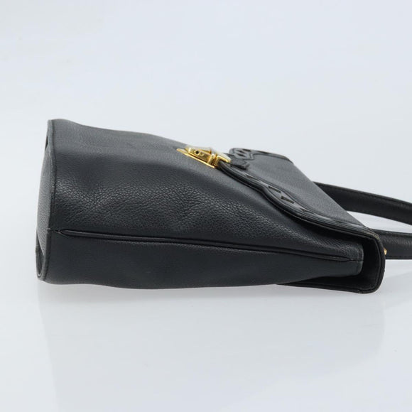SAINT LAURENT Hand Bag Leather Black Gold Auth 174481