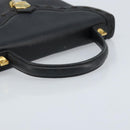SAINT LAURENT Hand Bag Leather Black Gold Auth 174481-7