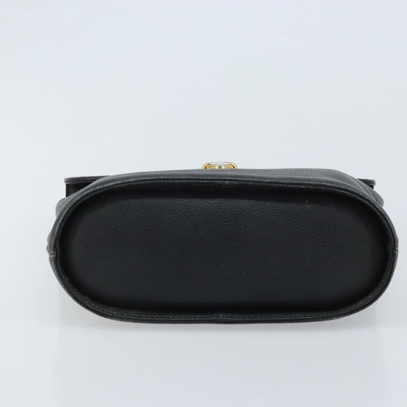 SAINT LAURENT Hand Bag Leather Black Gold Auth 174481