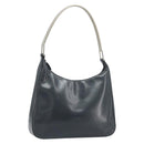 PRADA Shoulder Bag Leather Gray Silver tone Auth 174484-1