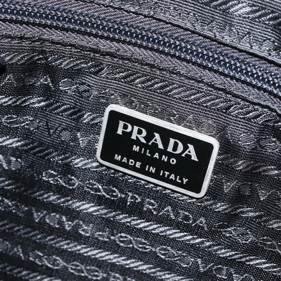 PRADA Shoulder Bag Leather Gray Silver tone Auth 174484