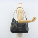 PRADA Shoulder Bag Leather Gray Silver tone Auth 174484-22