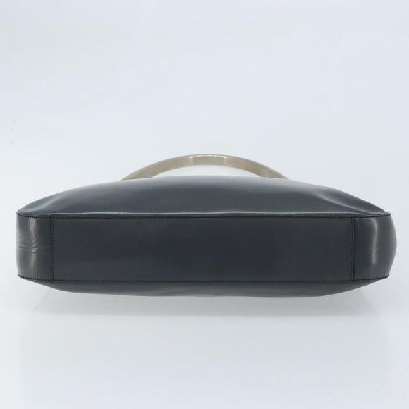 PRADA Shoulder Bag Leather Gray Silver tone Auth 174484