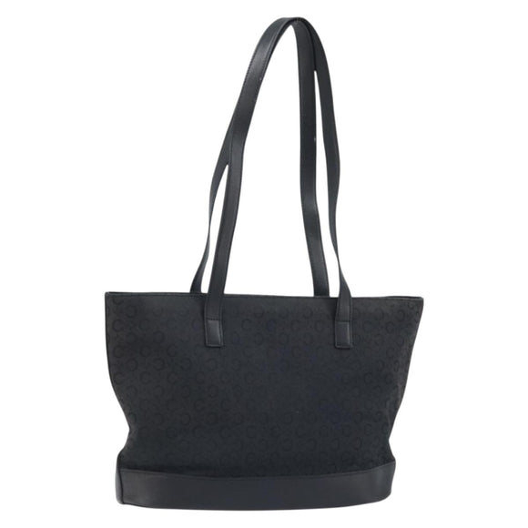 CELINE C Macadam Canvas Tote Bag Black Silver Auth 174485