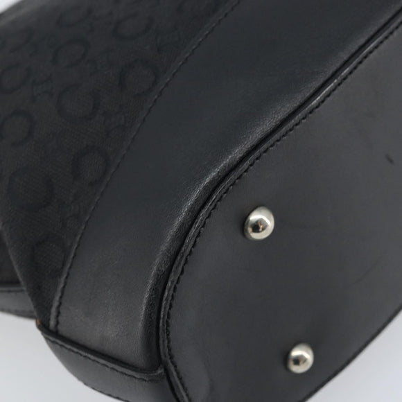 CELINE C Macadam Canvas Tote Bag Black Silver Auth 174485