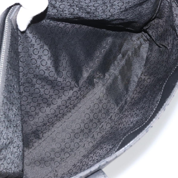 CELINE C Macadam Canvas Tote Bag Black Silver Auth 174485