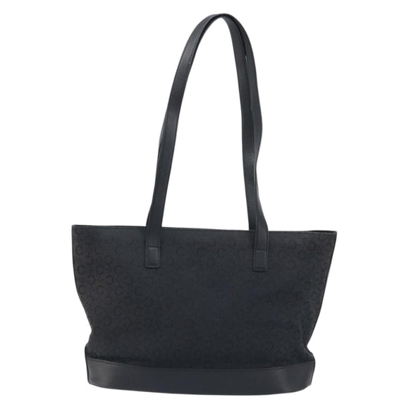 CELINE C Macadam Canvas Tote Bag Black Silver Auth 174485