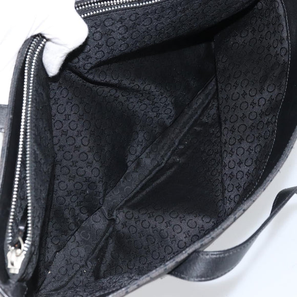 CELINE C Macadam Canvas Tote Bag Black Silver Auth 174485