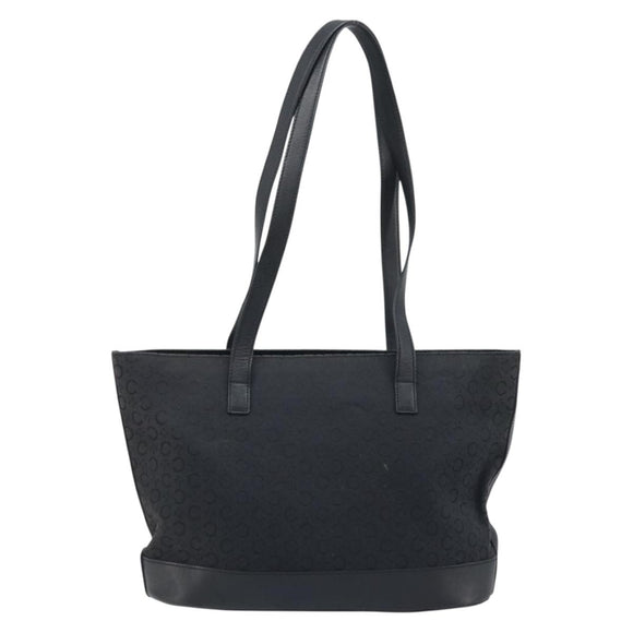 CELINE C Macadam Canvas Tote Bag Black Silver Auth 174485