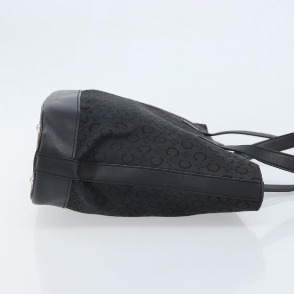 CELINE C Macadam Canvas Tote Bag Black Silver Auth 174485