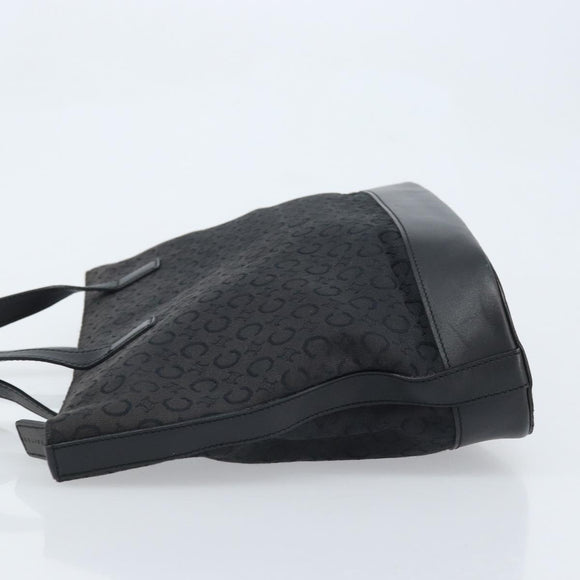 CELINE C Macadam Canvas Tote Bag Black Silver Auth 174485