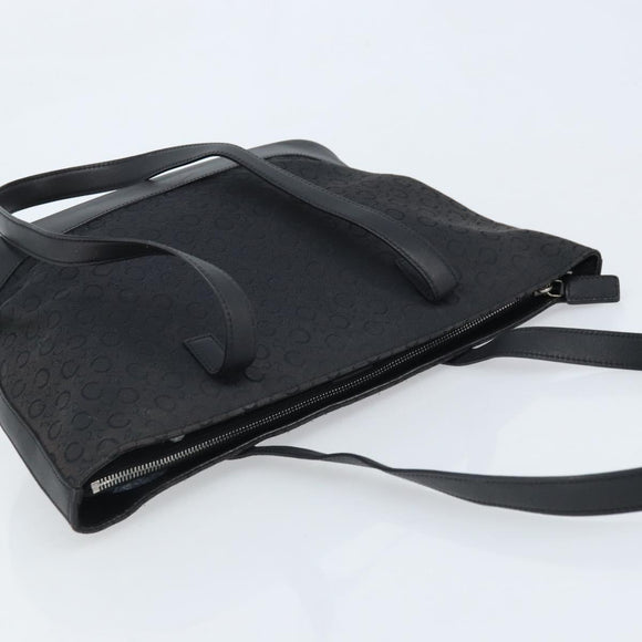 CELINE C Macadam Canvas Tote Bag Black Silver Auth 174485