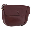 CARTIER Must Line Shoulder Bag Leather Bordeaux Gold Auth 174487-1