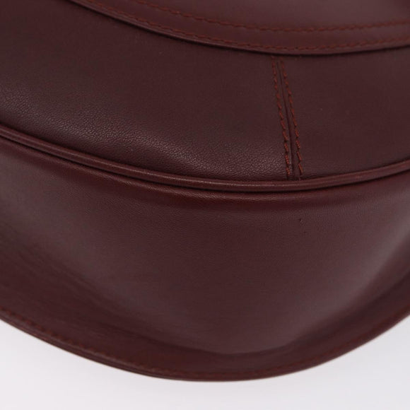 CARTIER Must Line Shoulder Bag Leather Bordeaux Gold Auth 174487