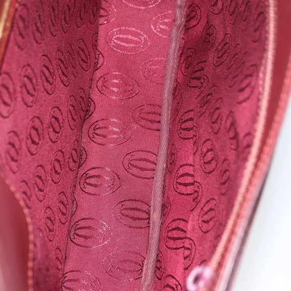 CARTIER Must Line Shoulder Bag Leather Bordeaux Gold Auth 174487