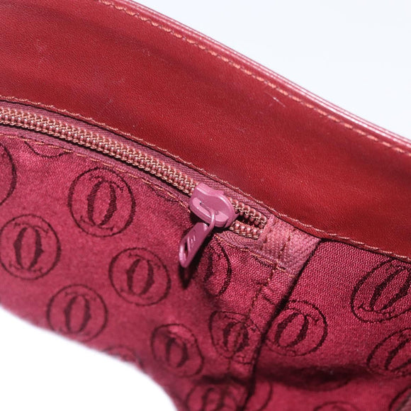 CARTIER Must Line Shoulder Bag Leather Bordeaux Gold Auth 174487