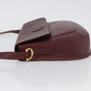 CARTIER Must Line Shoulder Bag Leather Bordeaux Gold Auth 174487-5