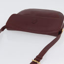 CARTIER Must Line Shoulder Bag Leather Bordeaux Gold Auth 174487-6