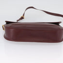 CARTIER Must Line Shoulder Bag Leather Bordeaux Gold Auth 174487-9