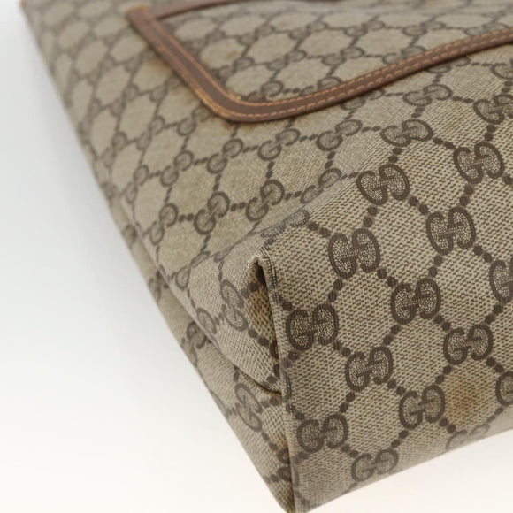 GUCCI GG Supreme Web Sherry Line Tote Bag PVC Beige 40 02 003 Auth 174488