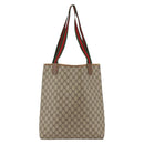 GUCCI GG Supreme Web Sherry Line Tote Bag PVC Beige 40 02 003 Auth 174488-2