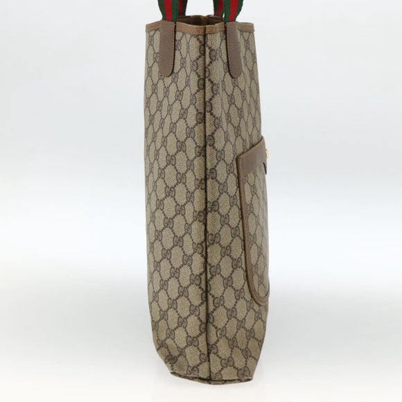 GUCCI GG Supreme Web Sherry Line Tote Bag PVC Beige 40 02 003 Auth 174489