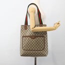 GUCCI GG Supreme Web Sherry Line Tote Bag PVC Beige Gold 39 02 003 Auth 174490-21
