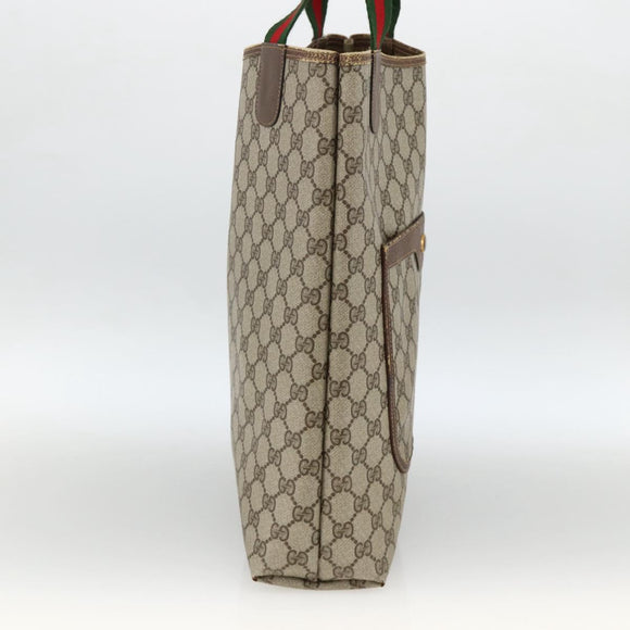 GUCCI GG Supreme Web Sherry Line Tote Bag PVC Beige Gold 39 02 003 Auth 174490