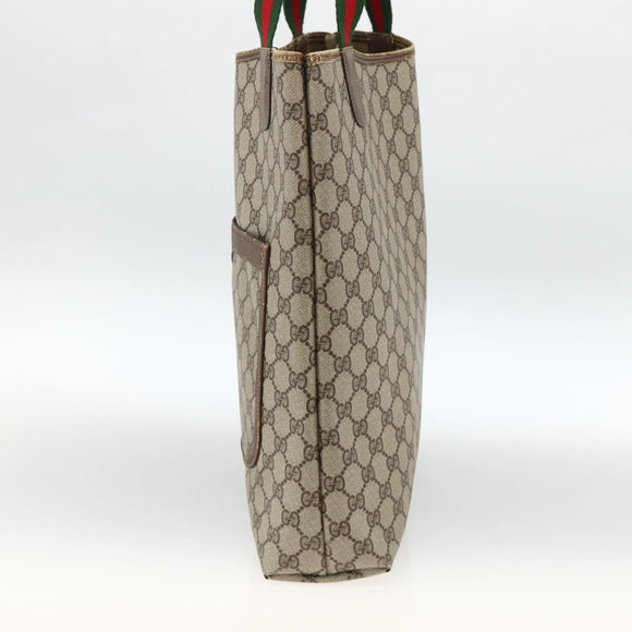 GUCCI GG Supreme Web Sherry Line Tote Bag PVC Beige Gold 39 02 003 Auth 174490