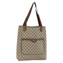 GUCCI GG Supreme Web Sherry Line Tote Bag PVC Beige Gold 39 02 003 Auth 174491-1