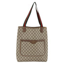 GUCCI GG Supreme Web Sherry Line Tote Bag PVC Beige Gold 39 02 003 Auth 174491-13