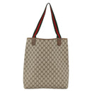GUCCI GG Supreme Web Sherry Line Tote Bag PVC Beige Gold 39 02 003 Auth 174491-2