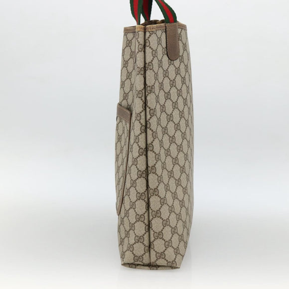 GUCCI GG Supreme Web Sherry Line Tote Bag PVC Beige Gold 39 02 003 Auth 174491